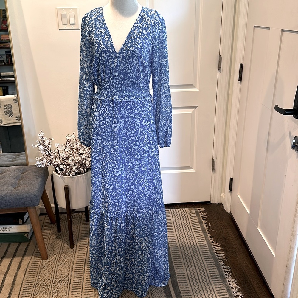 NWOT AVEC LES FILLES Tiered Blue Floral Maxi Long Dress Daphne Blue - 2